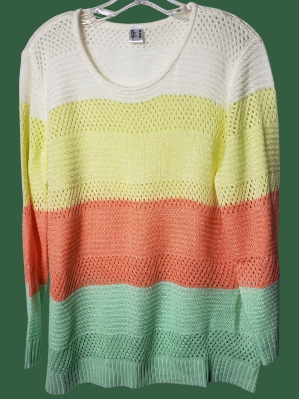 Colorful Striped Knit Sweater Long Sleeve Lightweight Womens Multicolor Size 14 - Picture 2 of 9